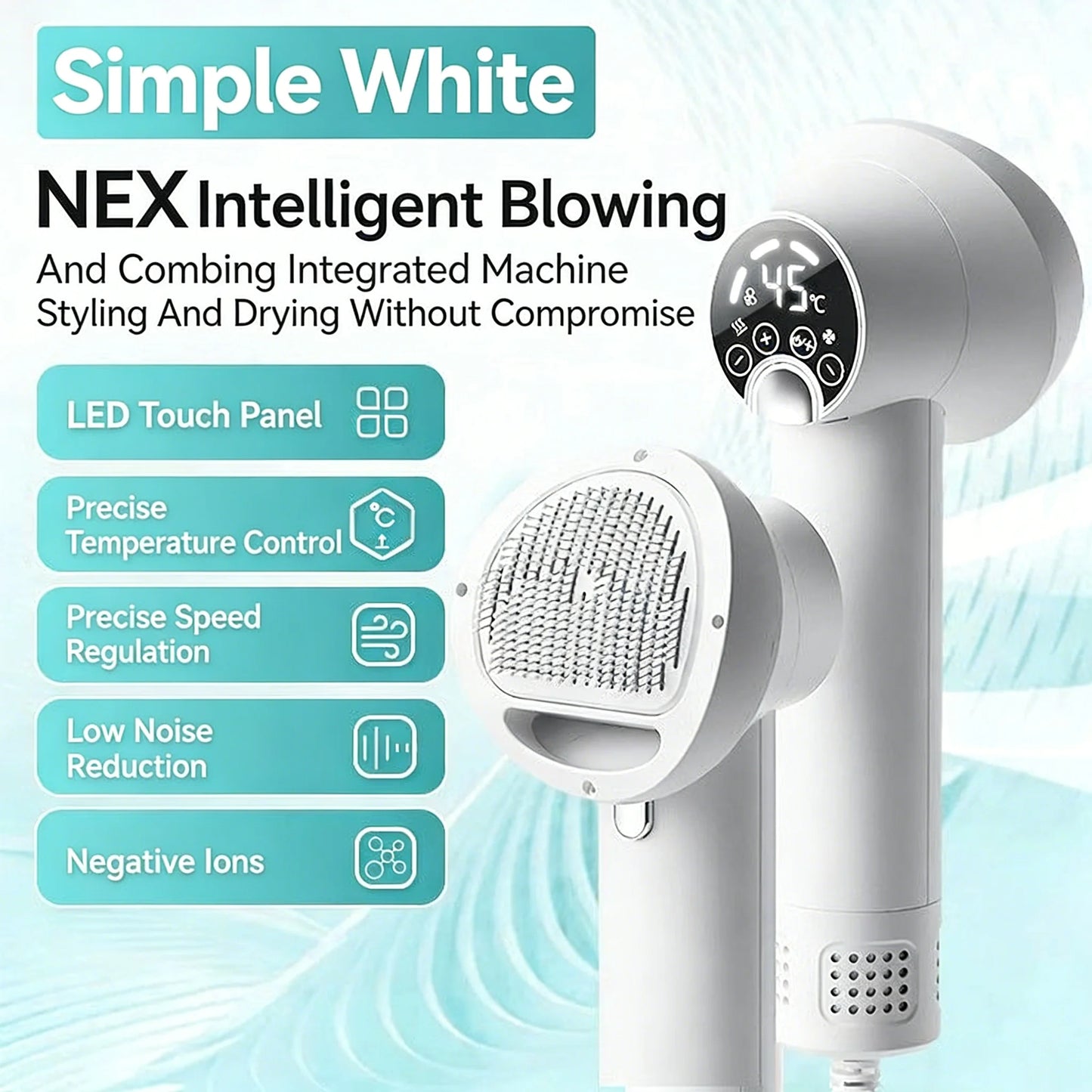 2-in-1 Professional Pet Hair Dryer Grooming Tool Dog Cat Puppy Hot Cold Wind Air Brush Strong Power Special Fast Drying Machine