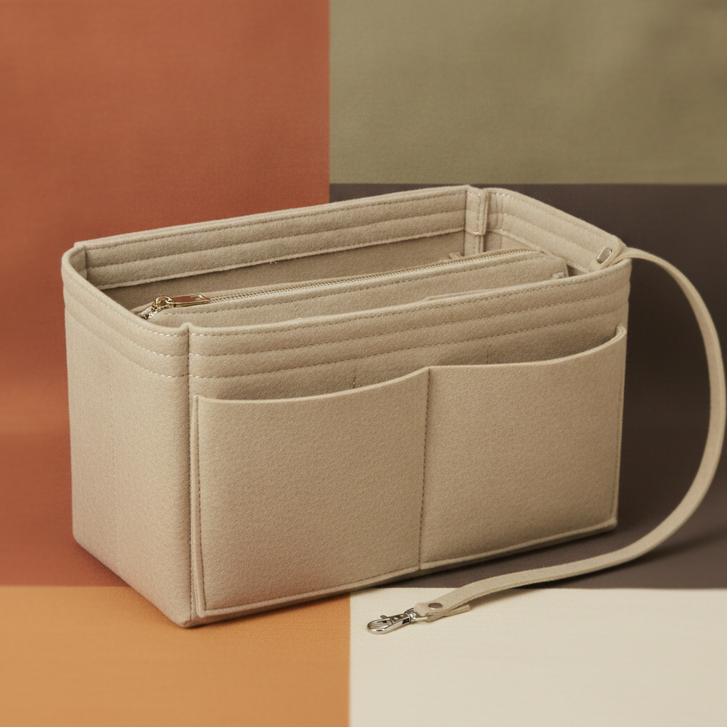 Light – Organisateur de sac en feutre avec fermeture éclair | 15 compartiments | M & L