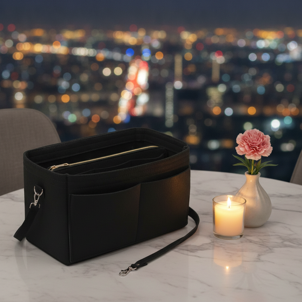 Light – Organisateur de sac en feutre avec fermeture éclair | 15 compartiments | M & L